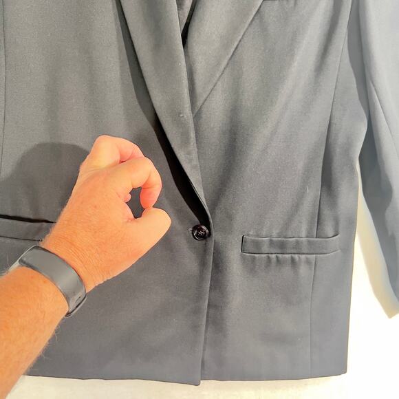 Oleg Cassini Blazer Woman Single Button Double Breasted Full Lined Black Pockets - Picture 5 of 13